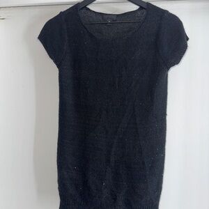 Worthington Black Glittery Short Sleeve Knit Top